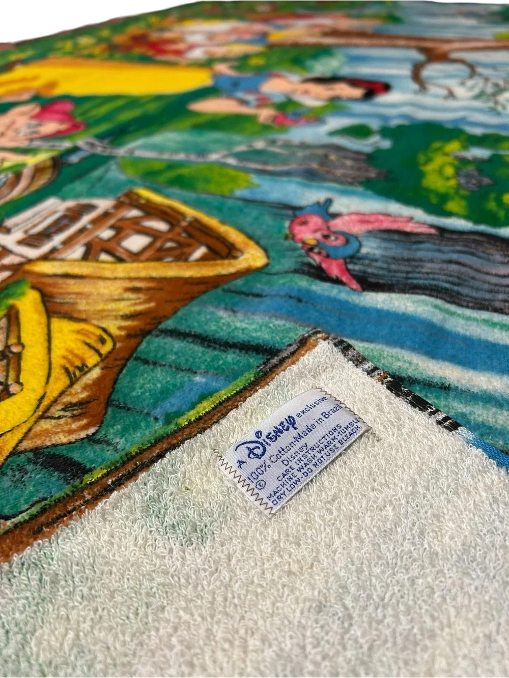 Vintage Disney Snow White Seven Dwarfs‎ Towel Made in Brazil